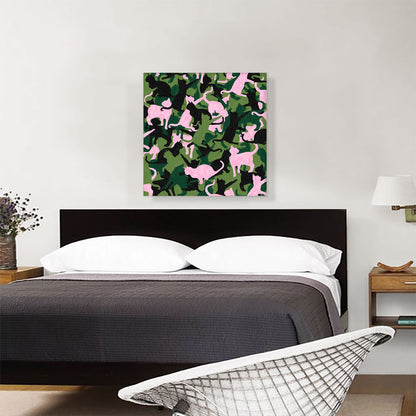 Army Green Pink Black Camo Camouflage Cat Kitten Pattern