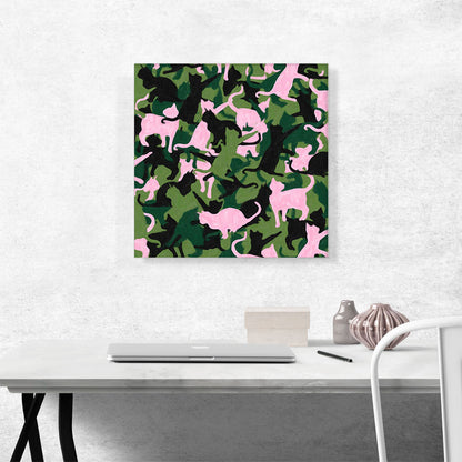 Army Green Pink Black Camo Camouflage Cat Kitten Pattern