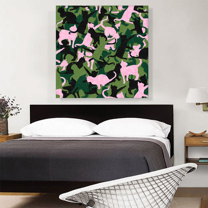 Army Green Pink Black Camo Camouflage Cat Kitten Pattern