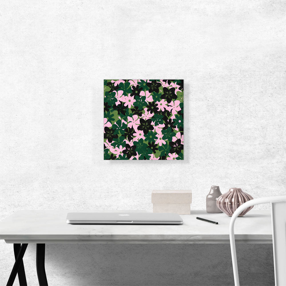 Army Green Pink Black Camo Camouflage Flowers Pattern