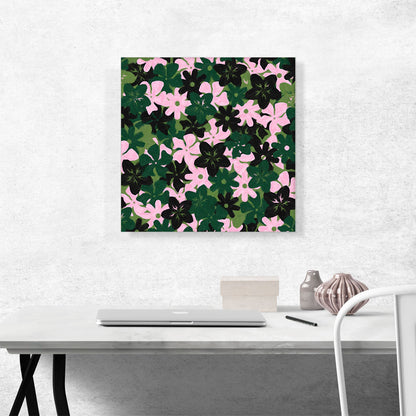 Army Green Pink Black Camo Camouflage Flowers Pattern