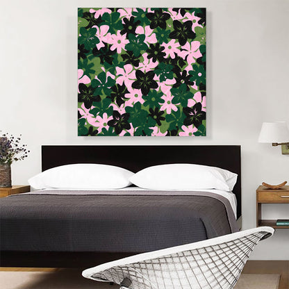 Army Green Pink Black Camo Camouflage Flowers Pattern