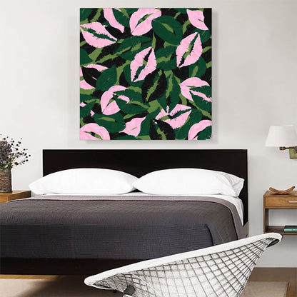 Army Green Pink Black Camo Camouflage Lips Kiss Pattern