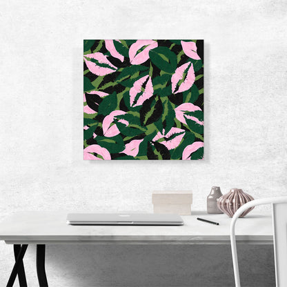 Army Green Pink Black Camo Camouflage Lips Kiss Pattern