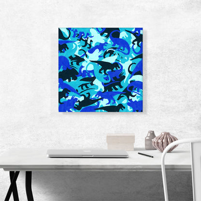Black Baby Blue Navy Teal Camo Camouflage Dinosaur T Rex Pattern