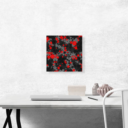 Black Gray Red Camo Camouflage Flowers Pattern