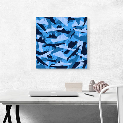 Blue Camo Camouflage Navy Battleship Pattern