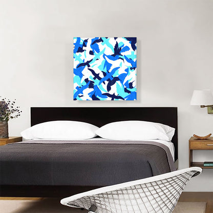 Blue White Bird Dove Camo Camouflage Pattern