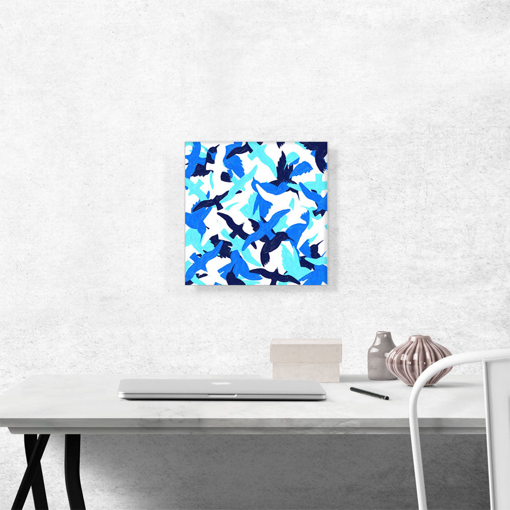 Blue White Bird Dove Camo Camouflage Pattern