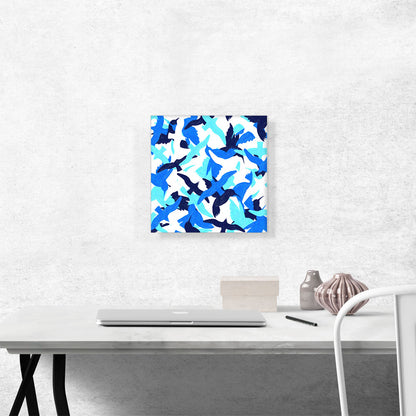 Blue White Bird Dove Camo Camouflage Pattern