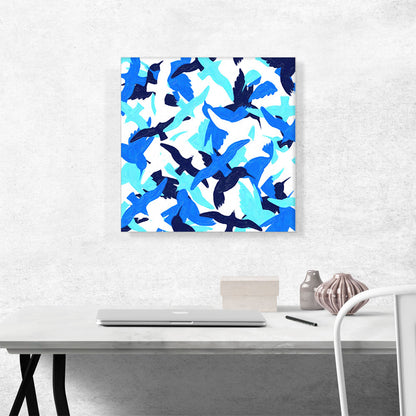 Blue White Bird Dove Camo Camouflage Pattern