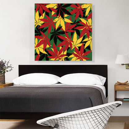 Green Yellow Black Camo Cannabis Pot Camouflage Weed Leaf Marijuana Pattern