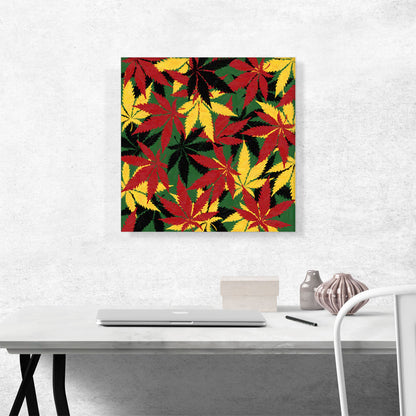 Green Yellow Black Camo Cannabis Pot Camouflage Weed Leaf Marijuana Pattern