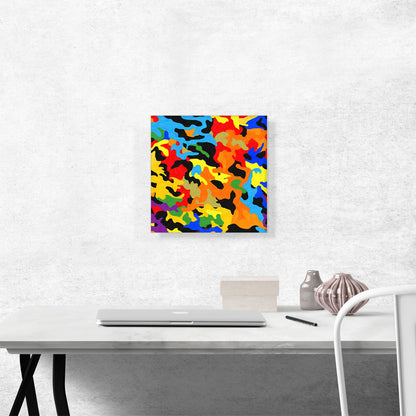 Orange Yellow Blue Green Red Camo Camouflage Spot Pattern