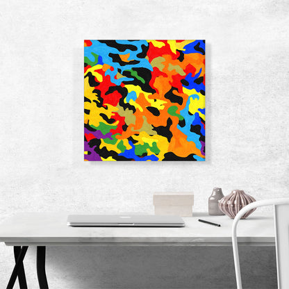 Orange Yellow Blue Green Red Camo Camouflage Spot Pattern