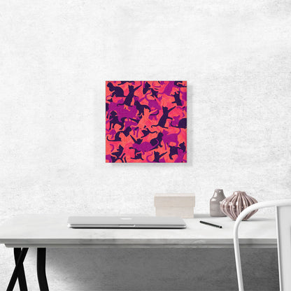 Peach Pink Purple Black Camo Camouflage Cat Kitten Pattern