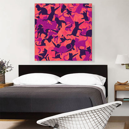 Peach Pink Purple Black Camo Camouflage Cat Kitten Pattern