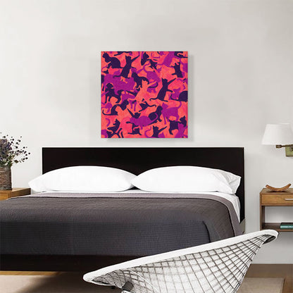 Peach Pink Purple Black Camo Camouflage Cat Kitten Pattern