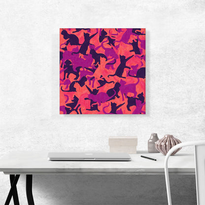 Peach Pink Purple Black Camo Camouflage Cat Kitten Pattern