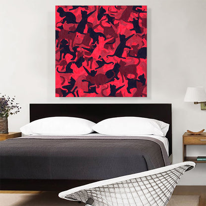 Pink Maroon Black Camo Camouflage Cat Kitten Pattern