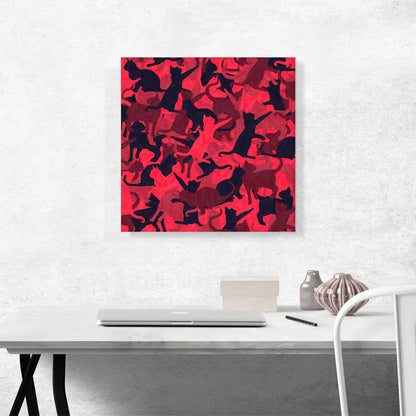 Pink Maroon Black Camo Camouflage Cat Kitten Pattern