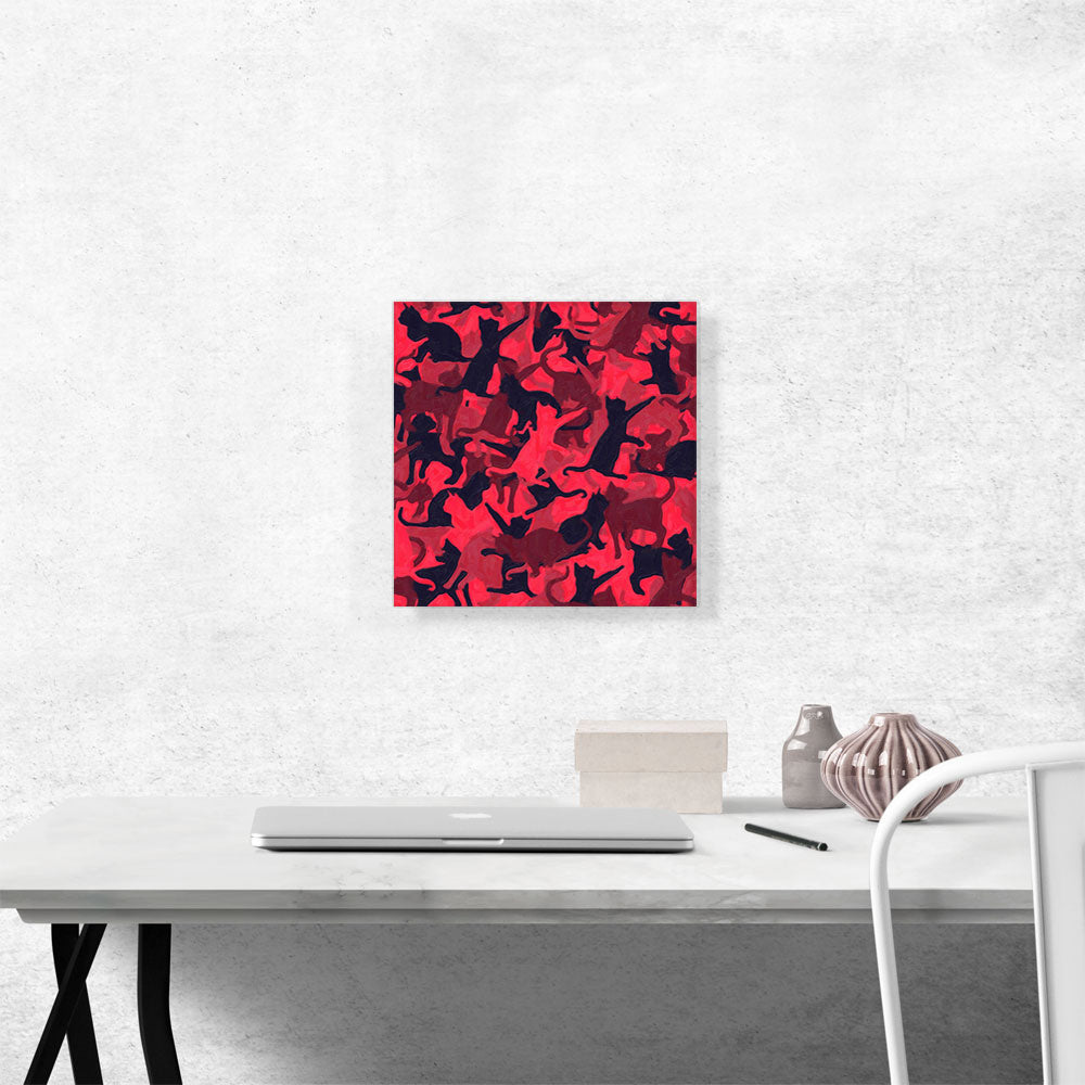 Pink Maroon Black Camo Camouflage Cat Kitten Pattern
