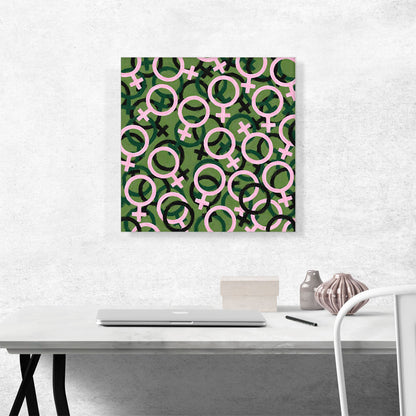 Army Green Black Pink Camo Camouflage Female Symbol Pattern