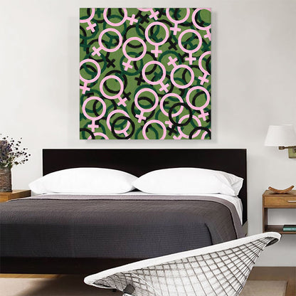 Army Green Black Pink Camo Camouflage Female Symbol Pattern