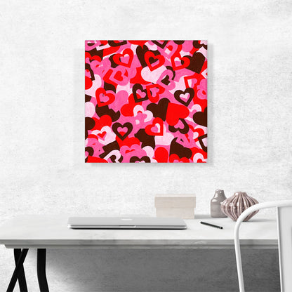 Red Pink White Camo Camouflage Heart Pattern
