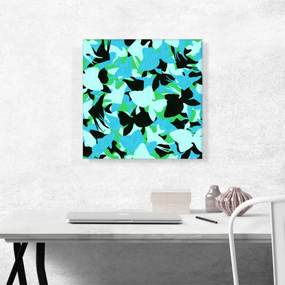 Teal Green Black Camo Camouflage Gold Sea Fish Pattern