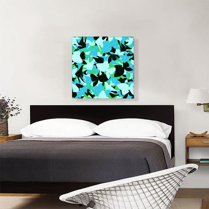 Teal Green Black Camo Camouflage Gold Sea Fish Pattern