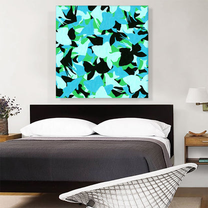 Teal Green Black Camo Camouflage Gold Sea Fish Pattern