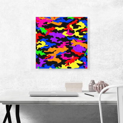 Yellow Black Orange Blue Green Camo Camouflage Spot Pattern