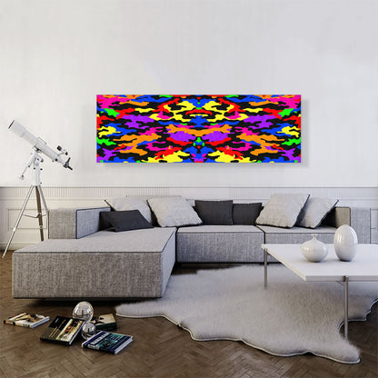 Yellow Black Orange Blue Green Camo Panoramic Camouflage Spot Pattern