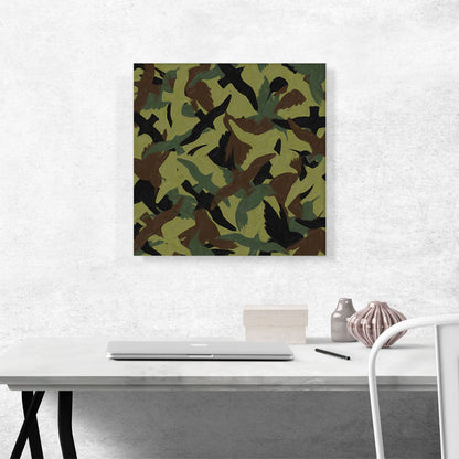 Army Green Brown Black Camo Camouflage Bird Pattern