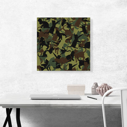 Army Green Brown Black Camo Camouflage Cat Kitten Pattern