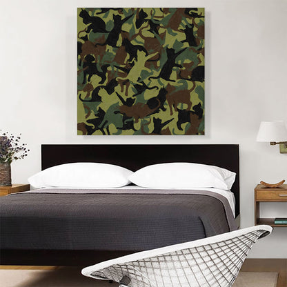 Army Green Brown Black Camo Camouflage Cat Kitten Pattern