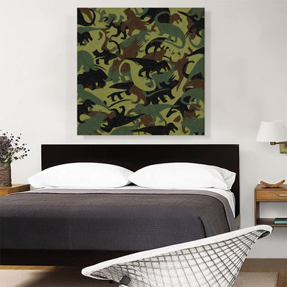 Army Green Brown Black Camo Camouflage Dinosaur T Rex Pattern