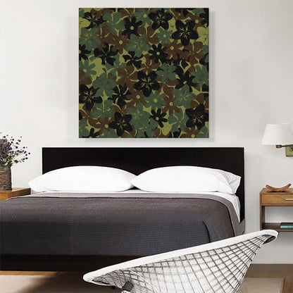 Army Green Brown Black Camo Camouflage Flowers Pattern