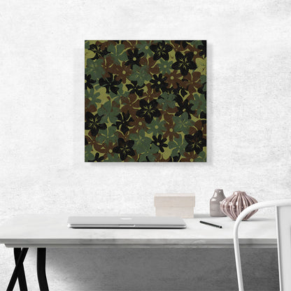 Army Green Brown Black Camo Camouflage Flowers Pattern
