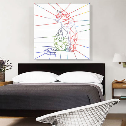 Colorful Geometric Cat Line