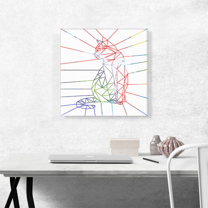 Colorful Geometric Cat Line