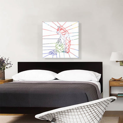 Colorful Geometric Cat Line
