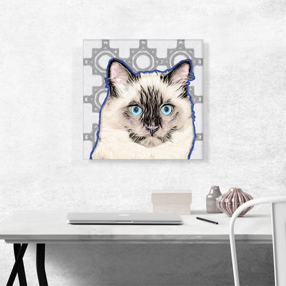 Balinese Cat Breed Blue Outline