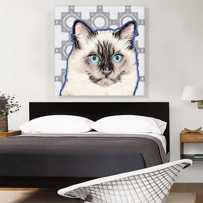 Balinese Cat Breed Blue Outline