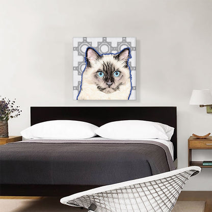 Balinese Cat Breed Blue Outline