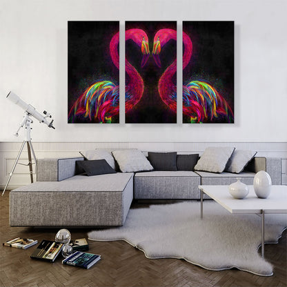 Two Pink Flamingos Birds Love Lovers Heart
