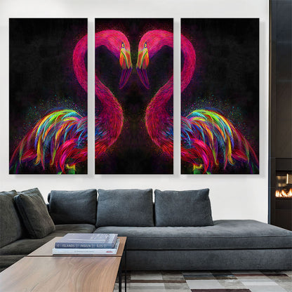 Two Pink Flamingos Birds Love Lovers Heart
