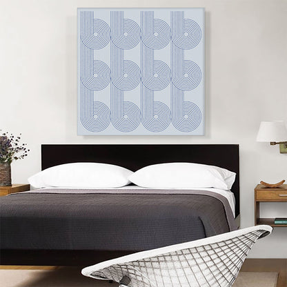 Art Deco Blue Line Shapes on Baby Blue