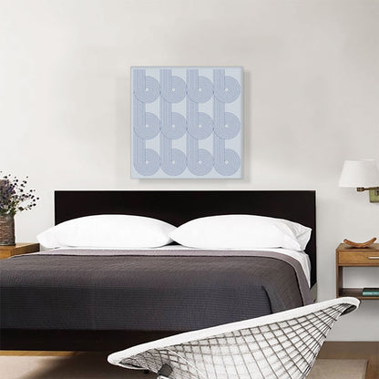 Art Deco Blue Line Shapes on Baby Blue